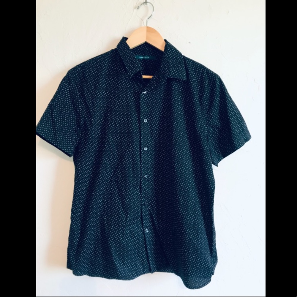 Perry Ellis Black Button Down with Dots